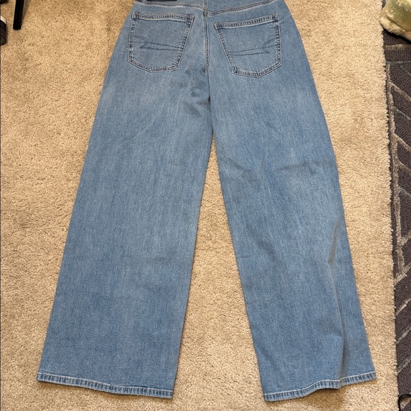 American Eagle Outfitters Two-Tone Blue Flare Jeans - Picture 6 of 9